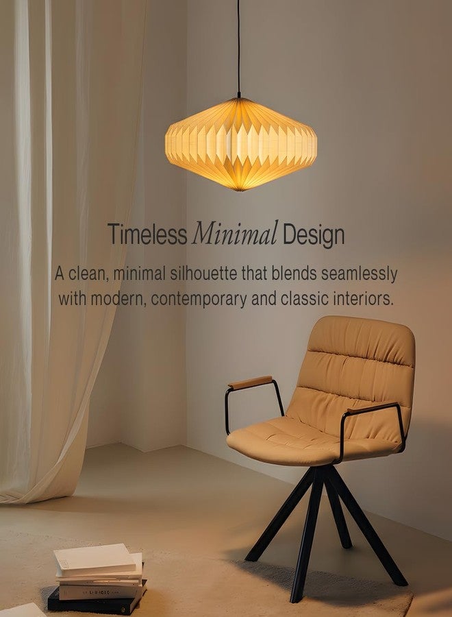 FIG Living Oblong 2 Pendant Lamp (Linen) | 54x54x21 cm (Medium) | Luxury & Durable Handmade Origami Design Ceiling Lamp & Chandelier | Ideal for Dining Room, Living Room & Cafe (Bulb Not Included) - Image 4